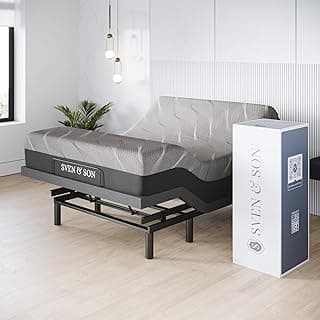 Sven & Son Harmony Adjustable Bed Base, Head and Foot Lift, Massage, Under-Bed Lights, USB, Gel Memory, Zero Gravity Smart Frame - Full + 12 inch Memory Foam Matt (Medium)