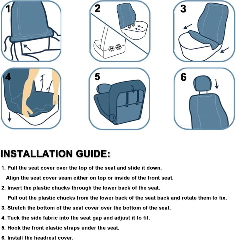 GIANT PANDA Full Set Car Seat Covers Customized Fit 2009-2025 Ford F150 and 2017-2025 F250 F350 F450 Super Crew/Crew Cab Pickup Trucks, Front and Rear Seats Fabric Protectors (Black+Blue)