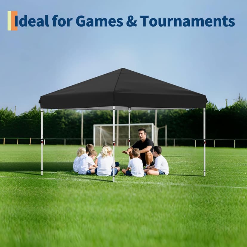 10'x10' Pop Up Canopy Tent with 4Pcs Sidewalls, Portable Instant Commercial Canopy with 4 Stakes, 4 Ropes, 4 Sandbags for Farmers' Market, Patio, Outdoor, Camping, Black