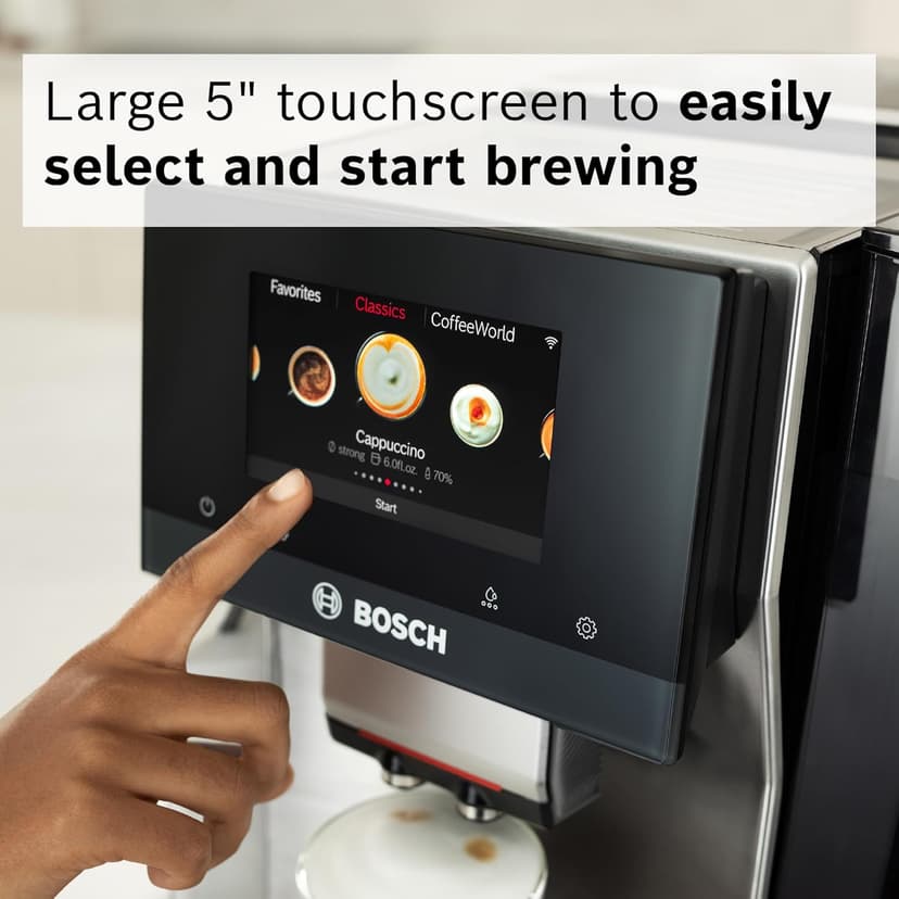 Bosch 800 Series Fully Automatic Espresso Machine – 36 Drinks with Coffee World, Cold Brew, Double Cup, Integrated Milk Container, Smart Features, in Stainless Steel