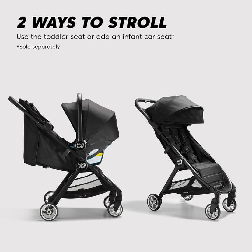Baby Jogger City Tour 2 Ultra-Compact Carry-On Approved Travel Stroller in Pitch Black Lightweight Easy Fold Ideal for Traveling and Everyday Adventures