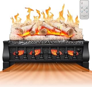 21 Inches Electric Fireplace Insert Log Heater, 5 Flame Brightness, Multiple Flicker Speed, 750w/1500w Heating, Remote Control, Auto Shut Off