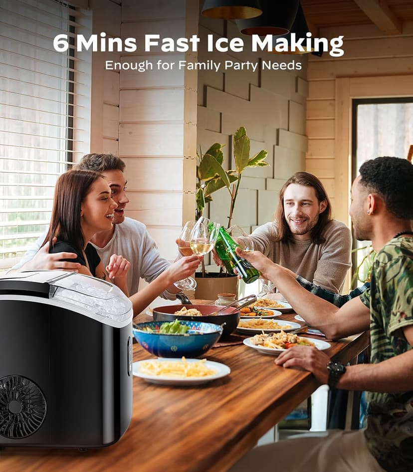 Silonn Nugget Ice Maker Countertop - 33lbs/24H, Pebble Ice Maker Machine with Self-Cleaning Function, Portable Ice Makers for Home Kitchen Office