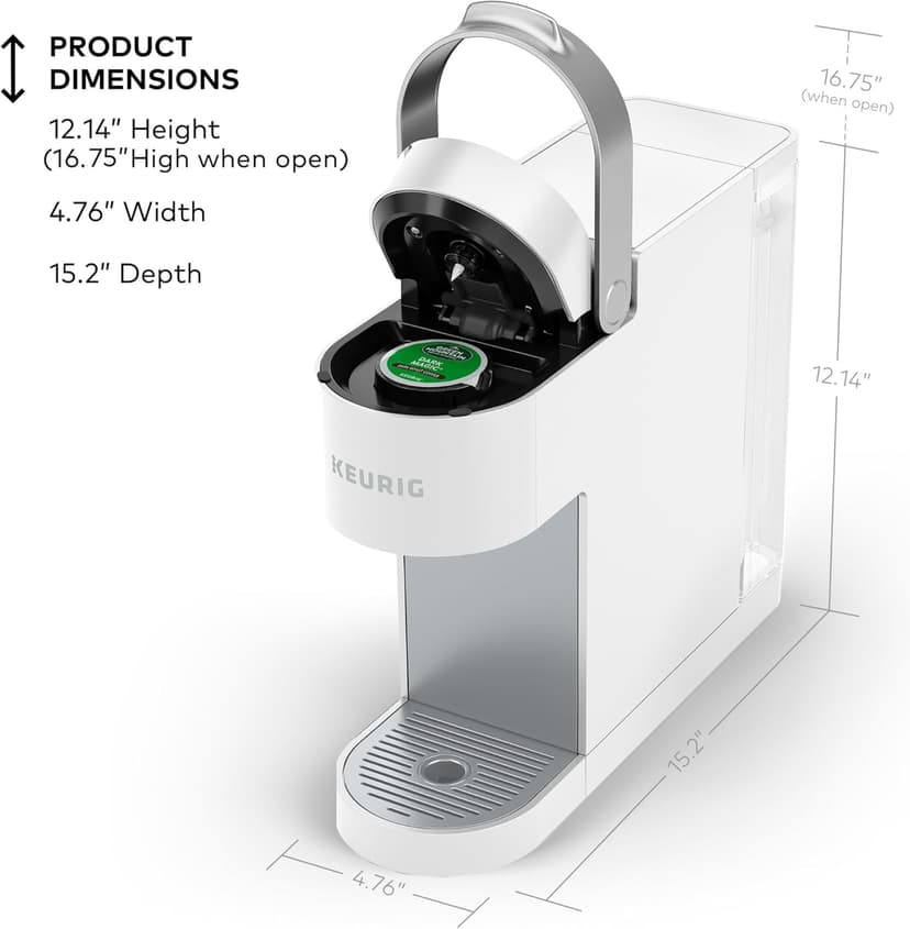 Keurig K-Slim Single Serve K-Cup Pod Coffee Maker, Multistream Technology, 3 Brew Sizes, Slim and Sleek Design, 46oz Removable Reservoir, White