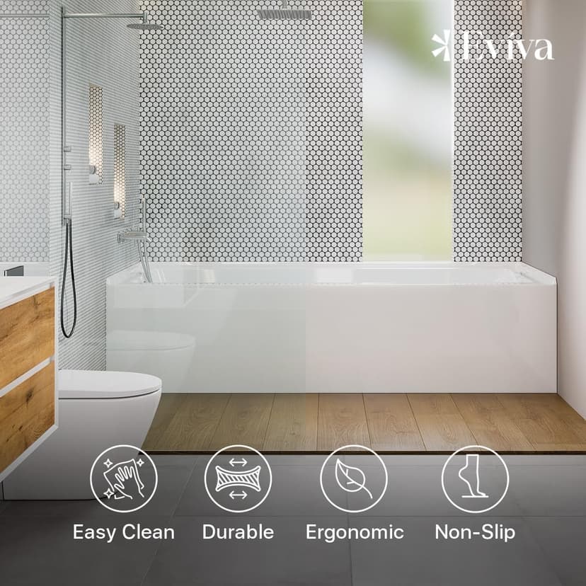 Eviva Nova 60" White Acrylic Free Standing Tub for Bathrooms - White Bathtub with Chrome Left-Hand Drain - luxurious Bathtubs - 60 inch Bathtubs for Bathrooms