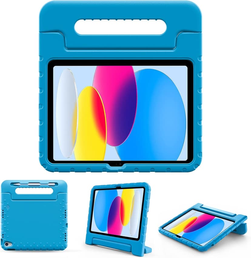 ProCase Kids Case for iPad A16 11th Generation 2025/iPad 10th Generation 2022 with Pencil Holder, iPad 11/10 Case Shockproof Lightweight Cover with Stand Convertible Handle for Children -Blue
