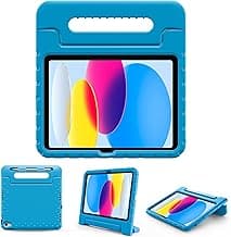 ProCase Kids Case for iPad A16 11th Generation 2025/iPad 10th Generation 2022 with Pencil Holder, iPad 11/10 Case Shockproof Lightweight Cover with Stand Convertible Handle for Children -Blue