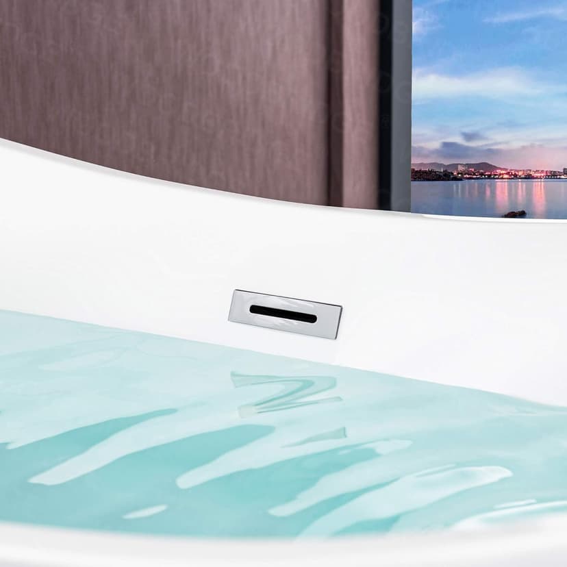 WOODBRIDGE 71"Freestanding White Acylic Soaking Bathtub with Chrome Drain and Overflow,B0017 C
