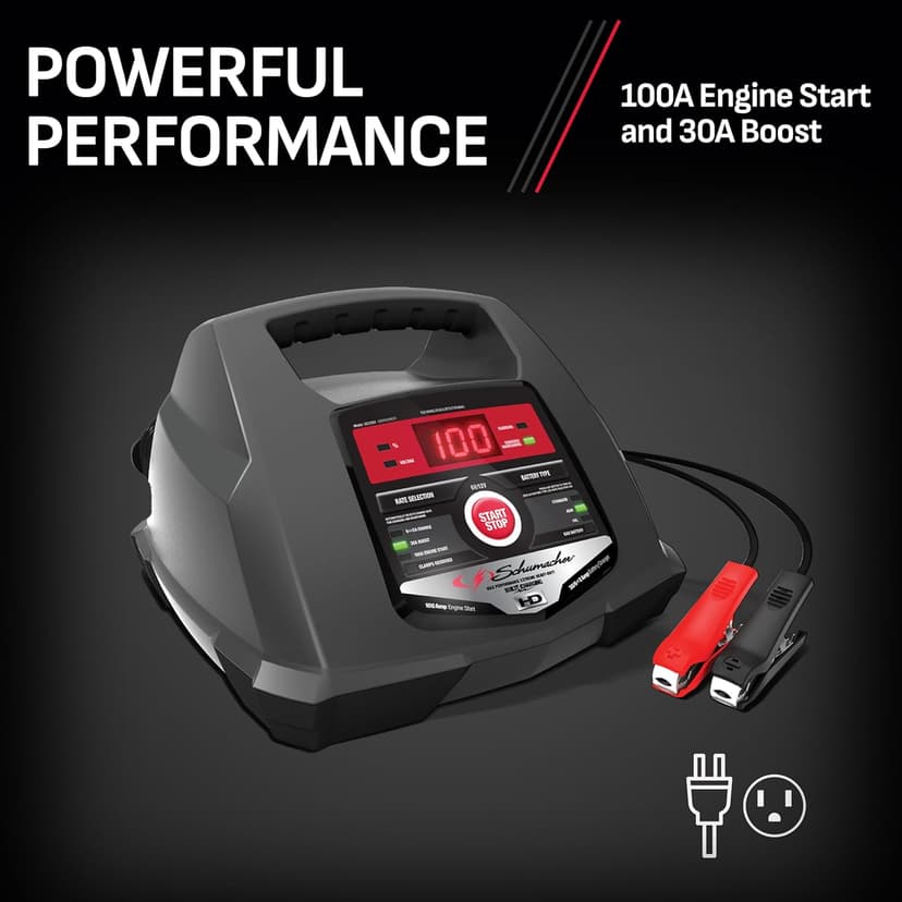 Schumacher Electric Fully Automatic Car Battery Charger & Engine Starter - 6V / 12V Battery Charger & Maintainer - for Standard, AGM, Gel & Deep-Cycle Batteries - Reverse Hook-Up Protection - SC1281