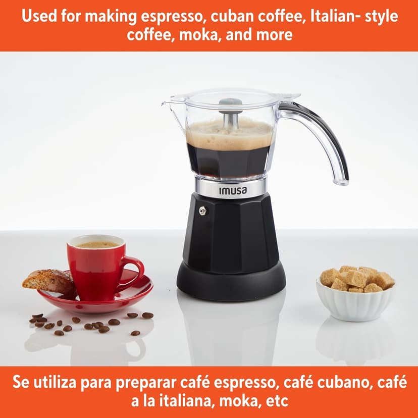 Imusa 6 or 3cup Electric Espresso Maker, Black