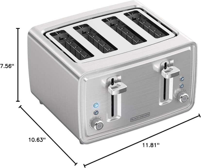 BLACK+DECKER 4-Slice Toaster, Stainless Steel, TR4900SSD