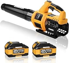 EWORK Cordless Leaf Blower 21V Electric Leaf Blower with (2) 3.0Ah Batteries and Fast Charger, Variable Speed, Turbo Mode, Battery Powered Handheld Leaf Blowers for Lawn Care and Clearance Yard Leaves