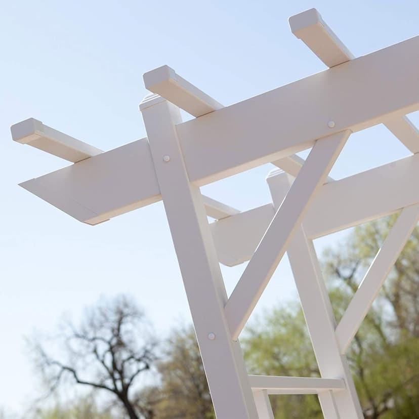 Dura-Trel Wellington Arbor, Vinyl Garden Archway for Outdoors, White, 72" x 85" - Backyard Decorative Arch for Pathways & Entrances w/ Trellis Sides for Climbing Plants, Vines & Flowers