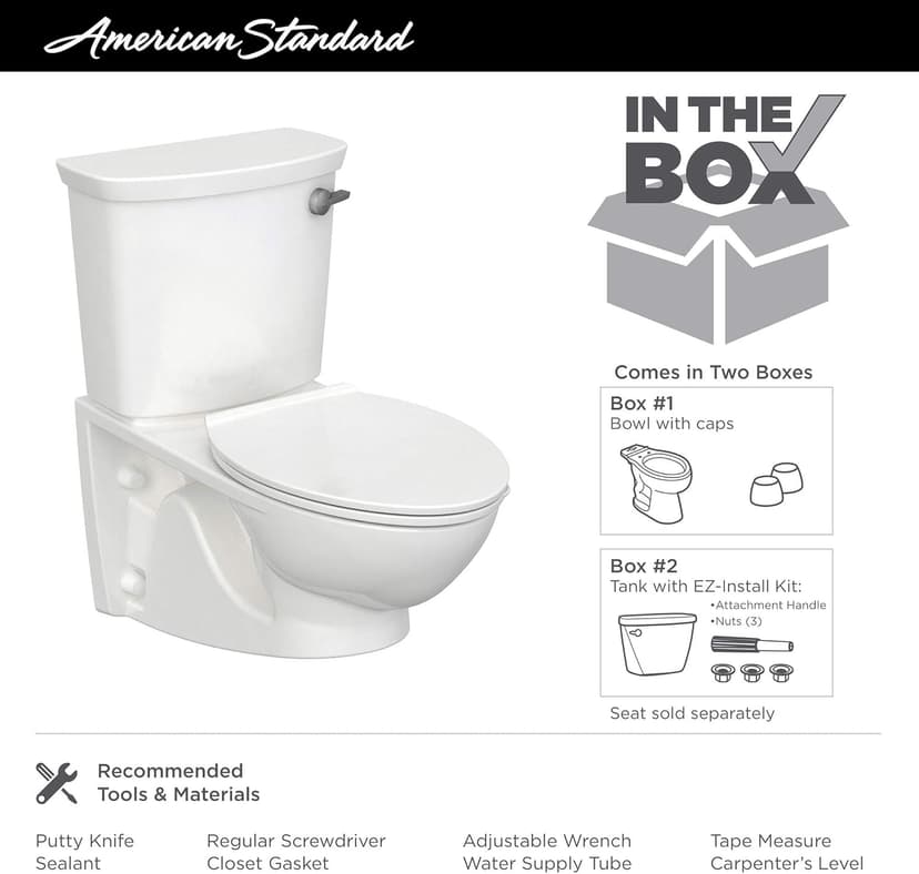 American Standard 2882107.020 Glenwall VorMax Wall-Hung Elongated Toilet with Left Hand Trip Lever, 1.28 Gpf, White