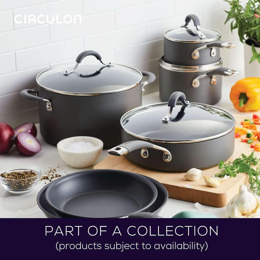 Circulon 83903 Radiance Hard Anodized Nonstick Cookware Pots and Pans Set, 10 Piece, Gray