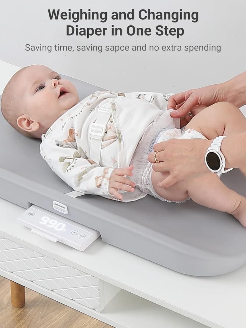 GROWNSY Smart Baby Scale, Cozy Baby Scale with Removable Safety Strap, Baby Ergonomic Design, Non-Slip, Comfortable,White