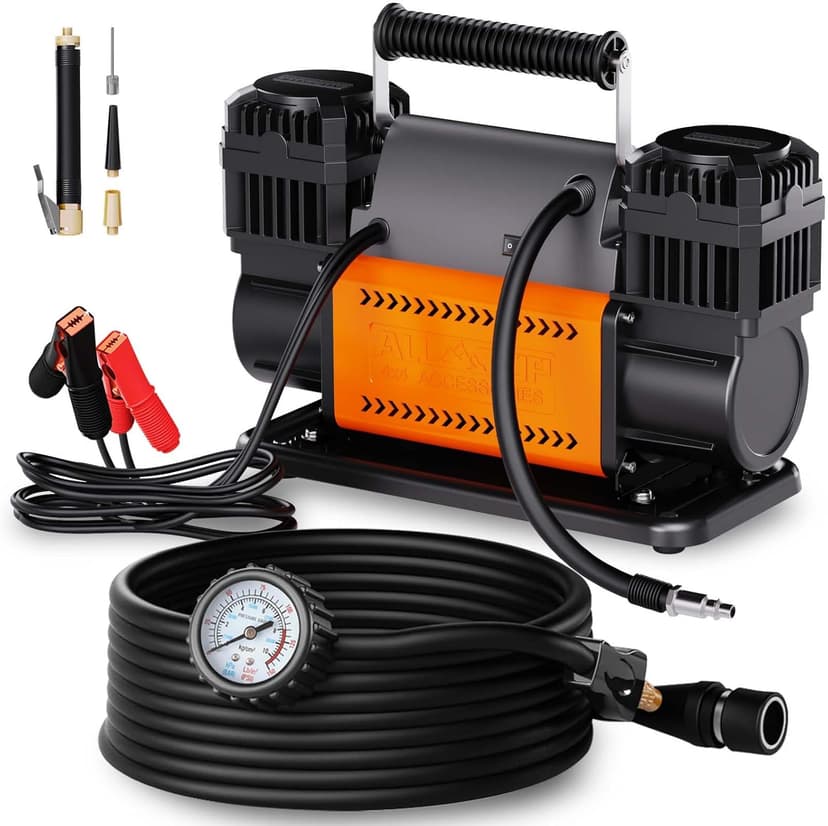 ALL-TOP Air Compressor Kit, Dual Cylinder 12V Portable Inflator 12.35 ft³/Min, Offroad Air Compressor Pump for Truck Tires, Heavy Duty Max 150 PSI for 4x4 Vehicle & RV