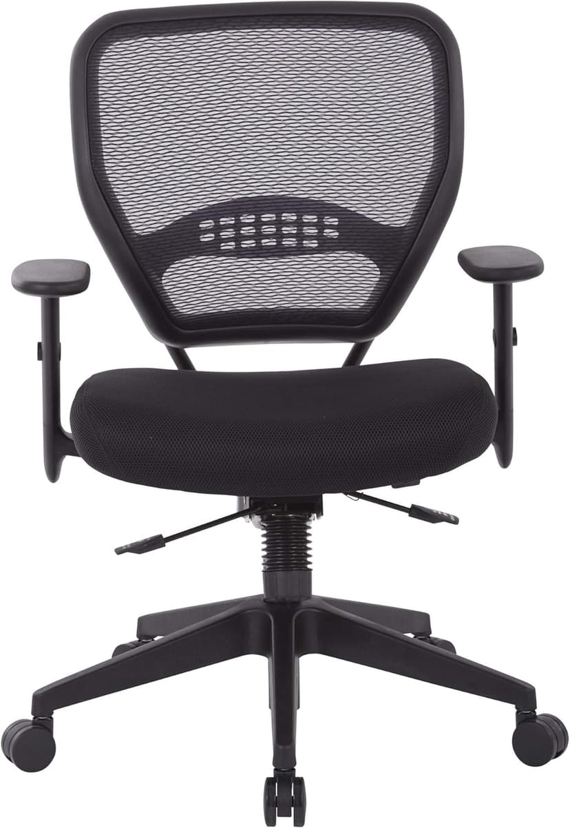 Space Seating AirGrid Back and Padded Mesh Seat, 2-to-1 Synchro Tilt Control, Adjustable Arms, Black