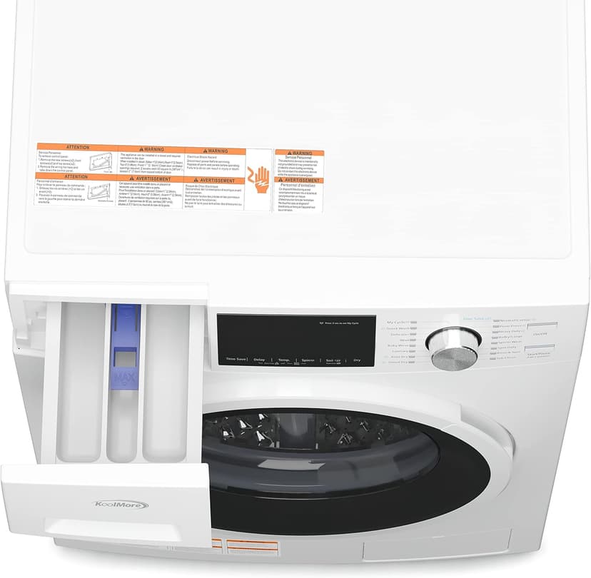 KoolMore 2-in-1 Front Load Washer and Dryer Combo, 2.7 Cu. Ft., for Apartment, Dorm, RV, 16 Wash and 4 Dry Cycles, Compact Space Saver [White] [120V] (FLC-3CWH)