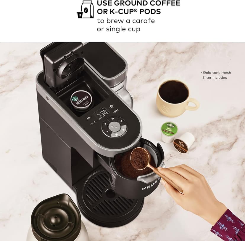 Keurig K-Duo Plus Single Serve & Carafe Coffee Maker, Multi-Position 60oz Removable Reservoir, Programmable Auto Brew Carafe, Black