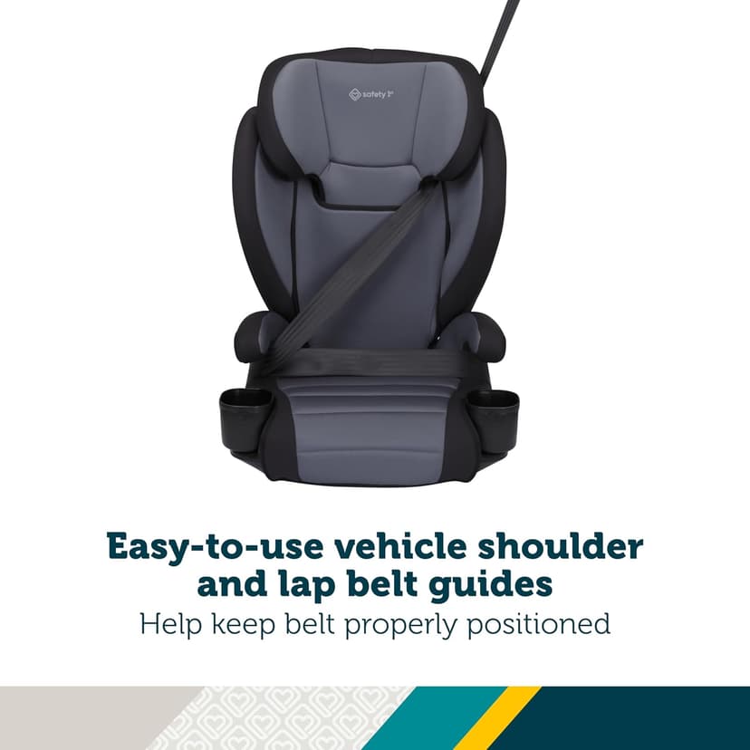 Safety 1st Grow and Go 2-in-1 Booster Car Seat with ComfortWings, Converts High-Back to Backless, 19" Wide, Fits 3 Across, Lightweight, Foldable, Easy-Clean, Cup Holders, 40-100 lbs, Black Sand