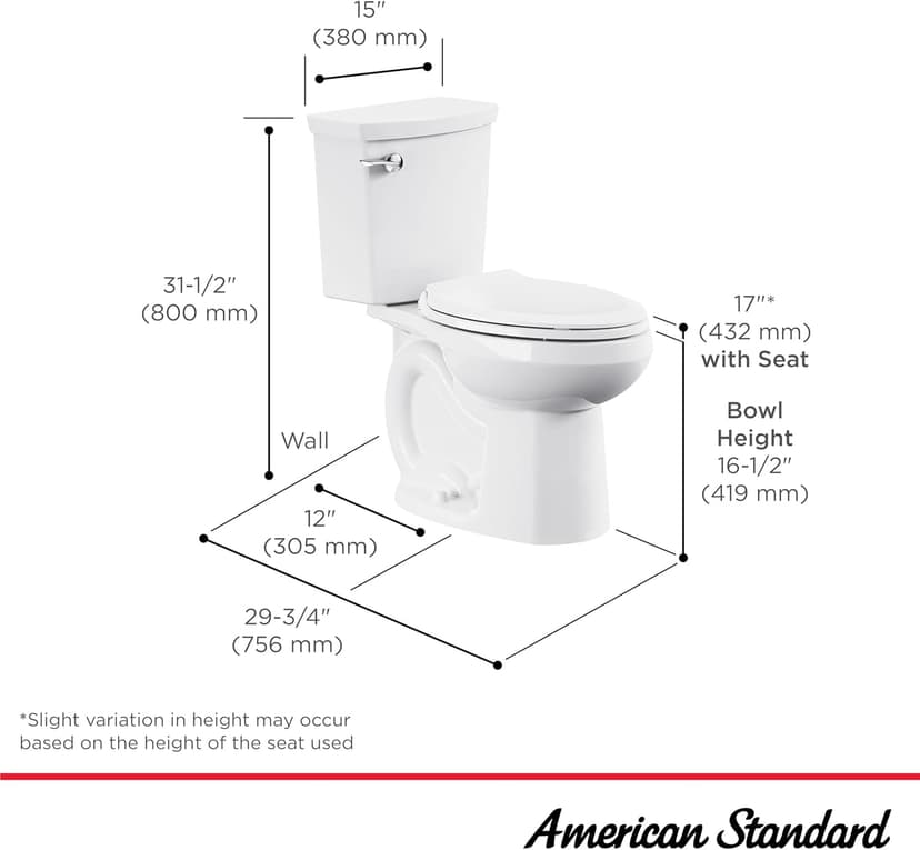 American Standard 606AA002.020 H2Option Two-Piece Toilet with Toilet Seat and Wax Ring, Elongated Front, Chair Height, Dual Flush, White, 0.92 - 1.28 gpf