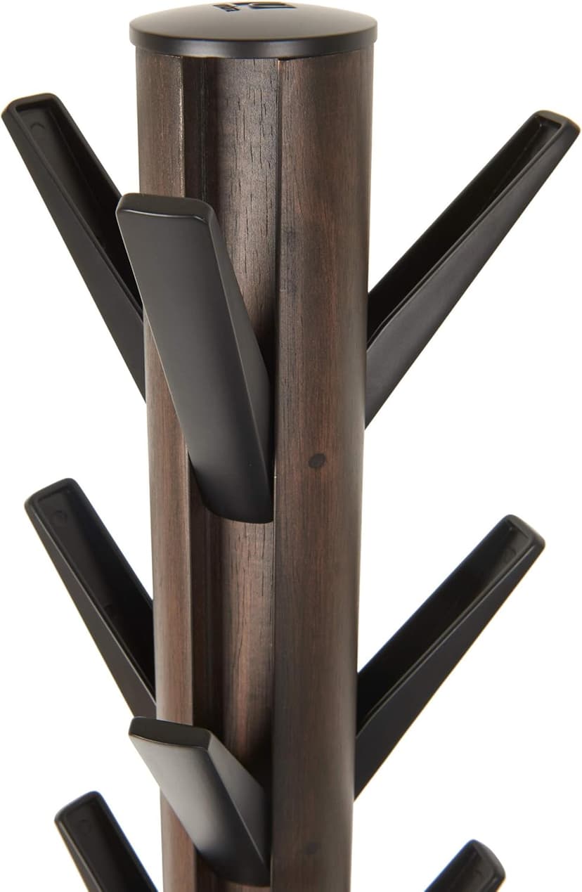 Umbra Flapper Coat Rack, Clothing Hanger, Umbrella Holder, and Hat Organizer, Great for Entryway, Black/Walnut (320361-048)