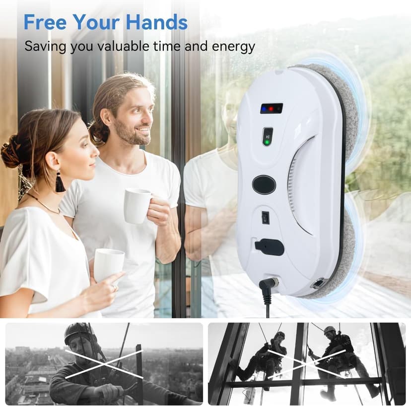 Automatic Window Cleaning Robot, Window Cleaner Robot Auto Dual Spray, 2025 Model Robot Limpia Vidrios AI Path Planning, 3000Pa Suction, Remote Control, Edge Detection for Streak-Free Glass