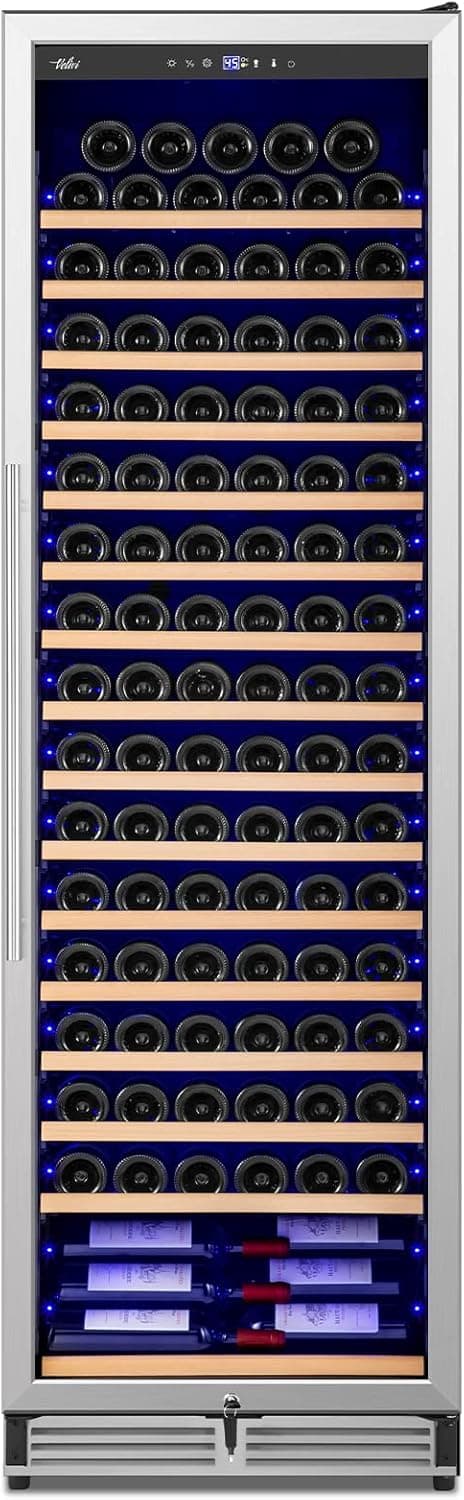 Upgraded 24 Inch Wine Cooler Refrigerator, 190 Bottles Wine Fridge with Professional Temperature Control System, Freestanding or Built-in installation, Quiet Operation