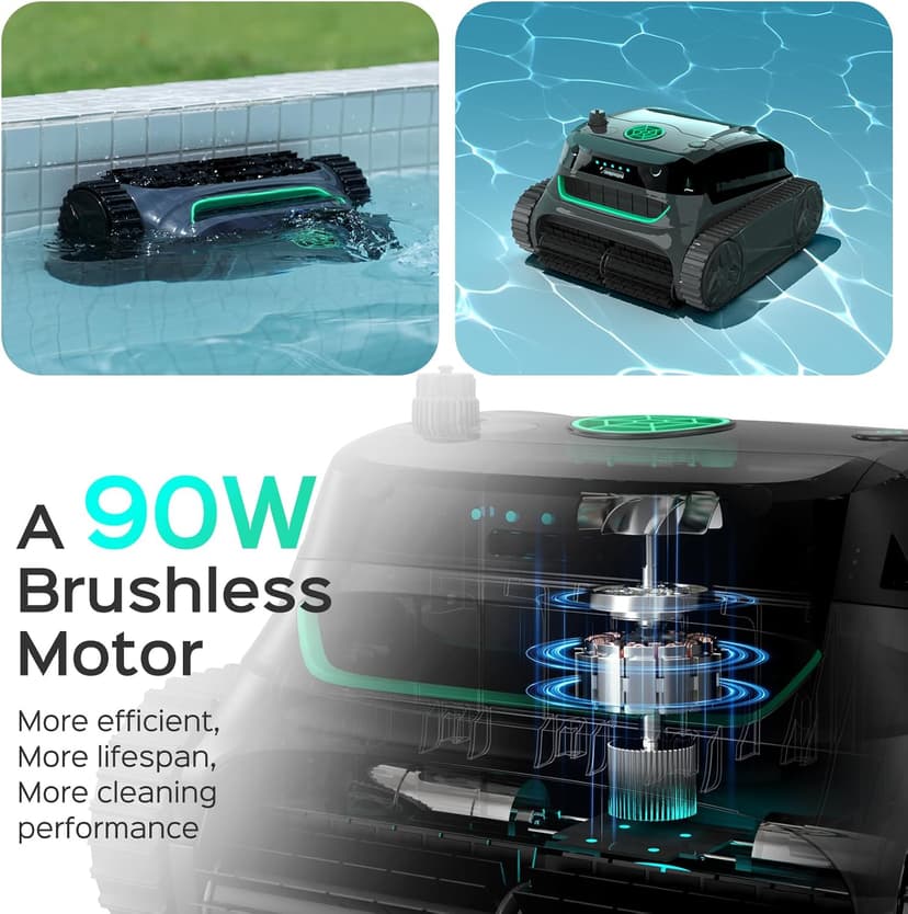 WYBOT S2 Cordless Robotic Pool Cleaner, Smart Navigation Inground Pool Vacuum Lasts 180 Mins, Wall Climbing & Waterline Cleaning for Pools up to 3229 Sq.ft, Switch/App Mode, Dual Filtration