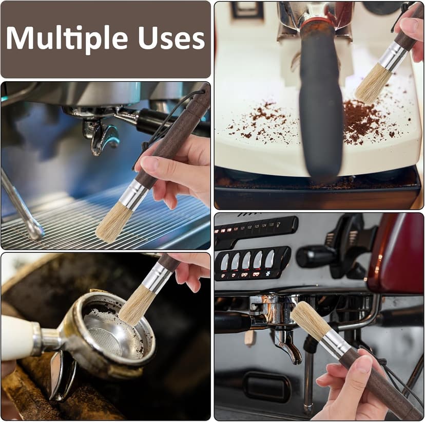 2 Pack Coffee Grinder Cleaning Brush, Coffee Brush with Wood Handle and Natural Bristles Brushes,Coffees Bar Accessories,Coffees Bar Espresso Grinder Brushes