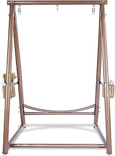 Reinforced Base & Triangular Structure Hammock Stand with 2 Storage Baskets, Swing Stand with 3 Hooks Fit for Most Hanging Chair for Oudoor&Indoor (Stand Only) (Coffee)