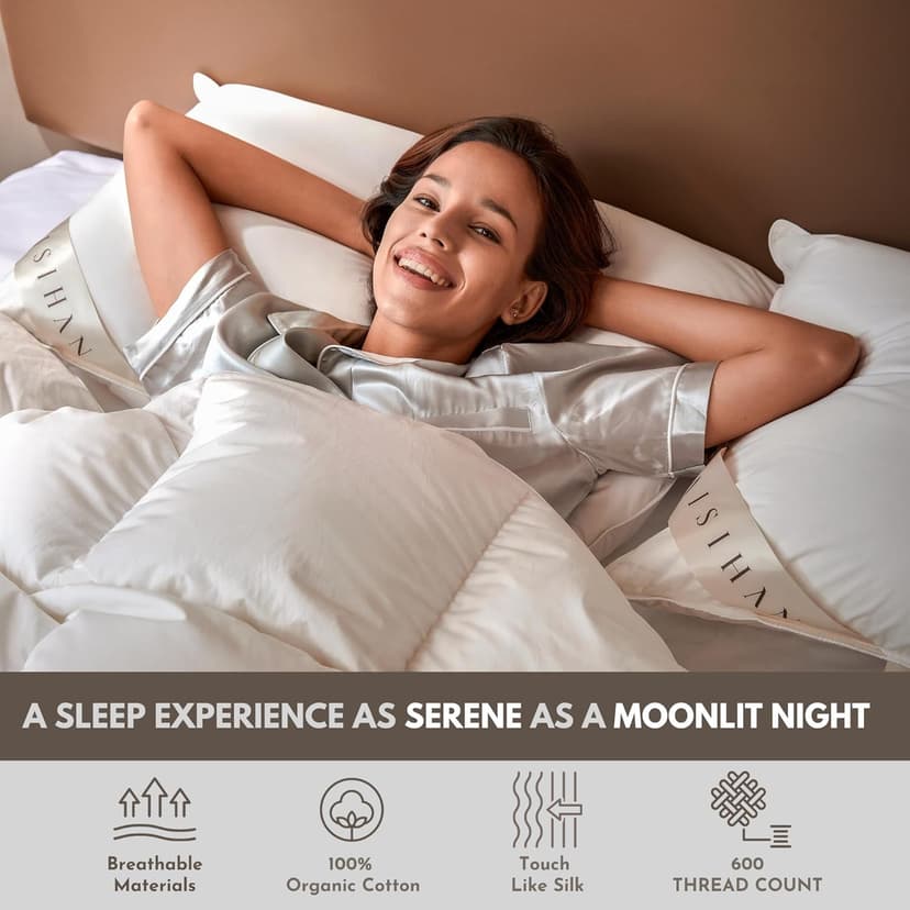 Premium Goose Down Pillows Standard Size - 700+ Fill Power, Down Pillow for Stomach Sleeper, 100% Cotton 500 TC Cover Down Pillow Standard Size Plush Pillow 1 Pack 20"x26"