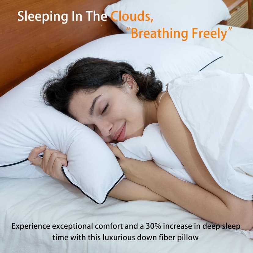 Premium White Goose Down Pillows - 550+ Fill Power - Soft and Support Down Bed Pillow for Sleeping - Hotel Bed Pillows for Back,Side,Stomach Sleepers,Standard (1 Pack,20" x 26")