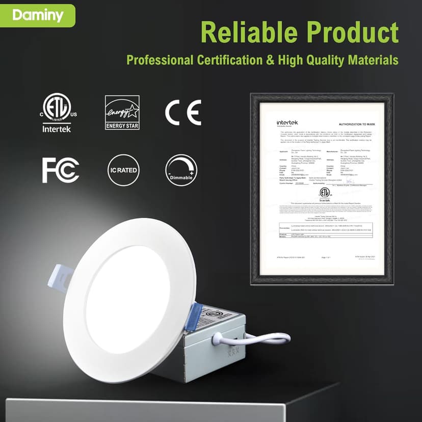 DAMINY 24 Pack 6 Inch LED Recessed Lighting with Junction Box,5CCT,Ultra-Thin Recessed Light,11W 1100lm, Dimmable Canless Wafer Ceiling Light, High Brightness - ETL