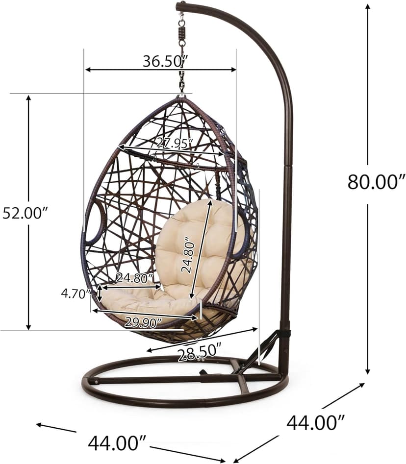 Christopher Knight Home CKH Wicker Tear Drop Hanging Chair, Brown