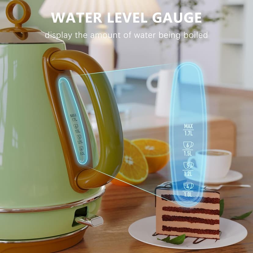 1.7L Electric Kettles, BPA Free Tea Kettle, Hot Water Boiler Heater, Stainless Steel Teapot, Auto Shut-Off & Boil-Dry Protection, 120V/1500W