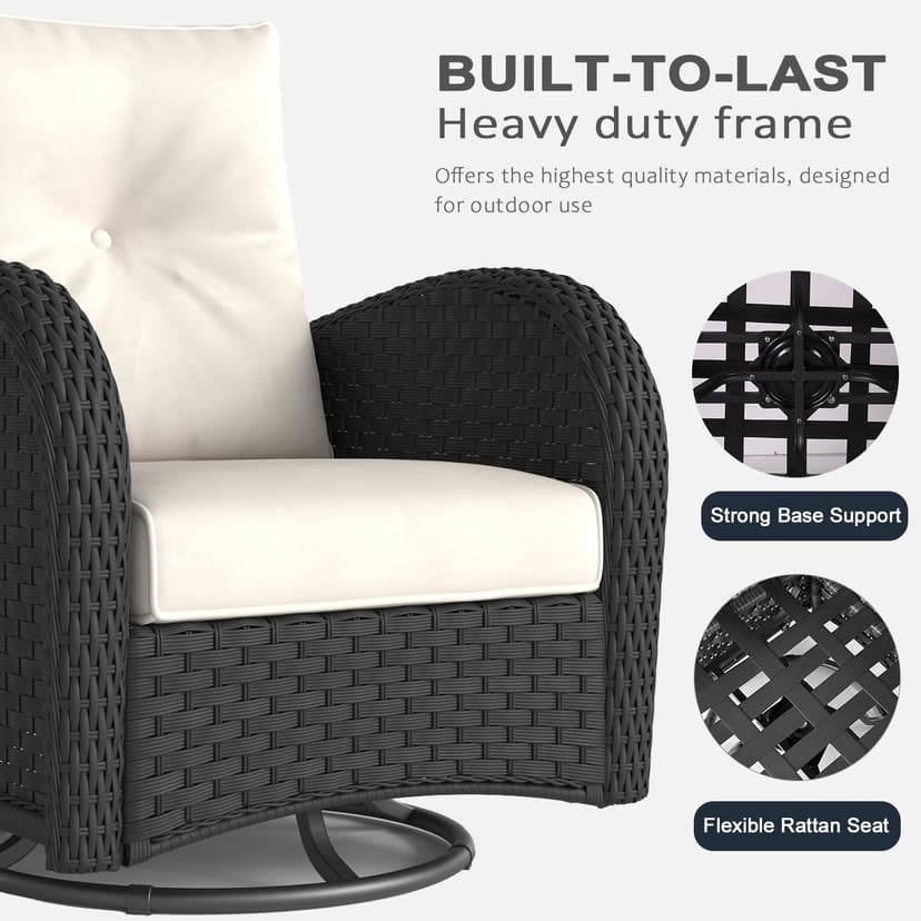 LayinSun 10 Pieces Outdoor Patio Furniture Set with Fire Pit Table, Rattan Wicker Sectional Swivel Rocker Chairs Sets
