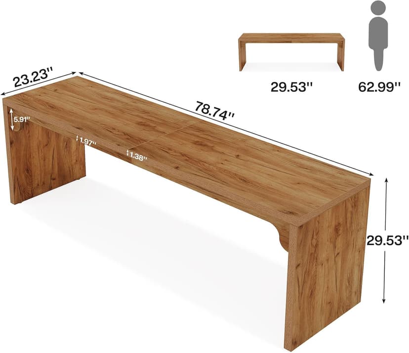 Tribesigns 78.7 Inches Long Computer Desk, Wooden Extra Long Desk, 2 Person Large Writing Table for Home Office, Brown