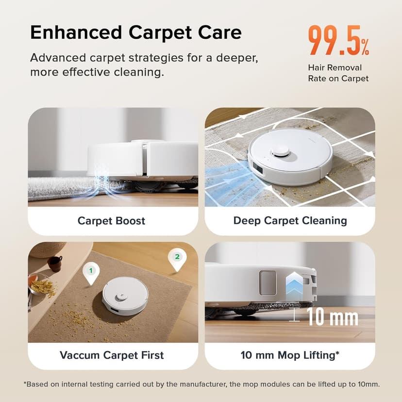 roborock Qrevo Curv S5X Robot Vacuum and Mop, 17000Pa Suction, Zero-Tangling Design, FlexiArm Side Brush, Smart Obstacle Avoidance, Self-Washing & Drying & Emptying for Carpet, Pet Hair, Hard Floor