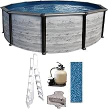 Puri Tech 21' x 52" Round Hollywood Above Ground Pool Package - Featuring: Full-Print Overlap Liner, Skimmer, Filtration System and A-Frame Ladder