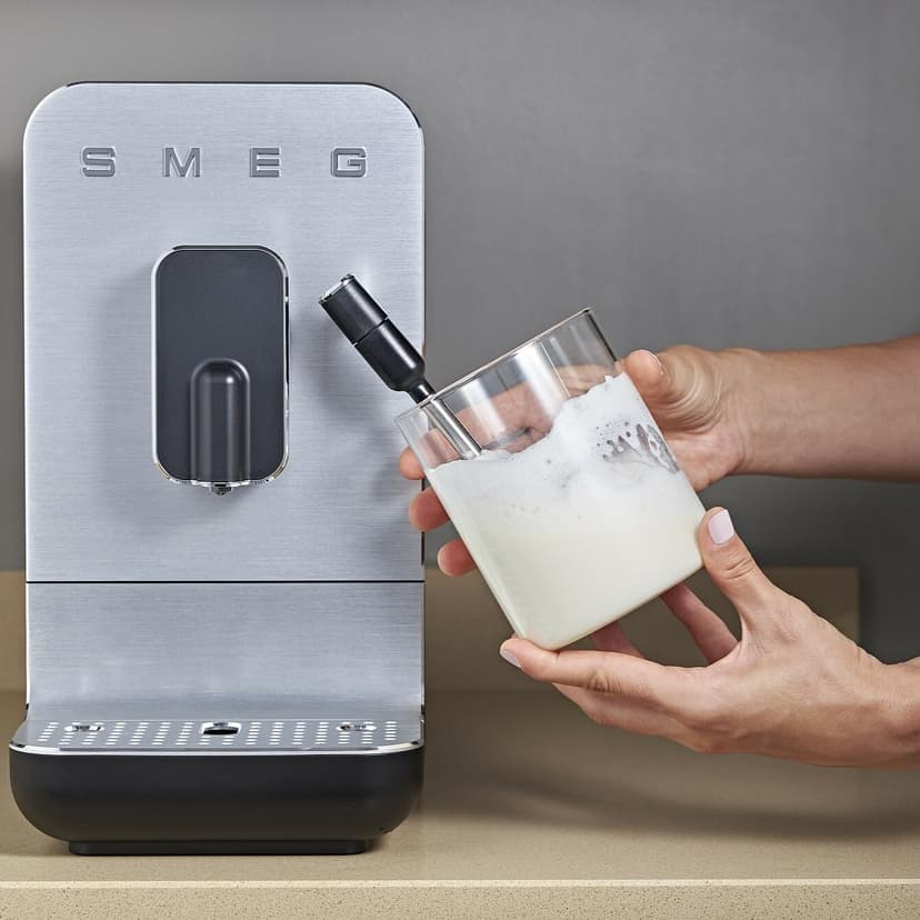 Smeg Fully Automatic Coffee Machine with Steam, Black BCC12BLMUS, Whole Bean Grinder and Titan Renew Water Tank