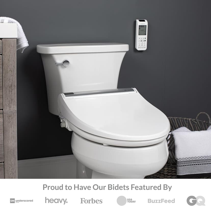 Bio Bidet BB2000 Bliss Electric Bidet Toilet Seat, Warm Water with Air Dryer, Heated Seat with Sensor and Slow Close Lid, Night Light, Remote Control, Elongated, White