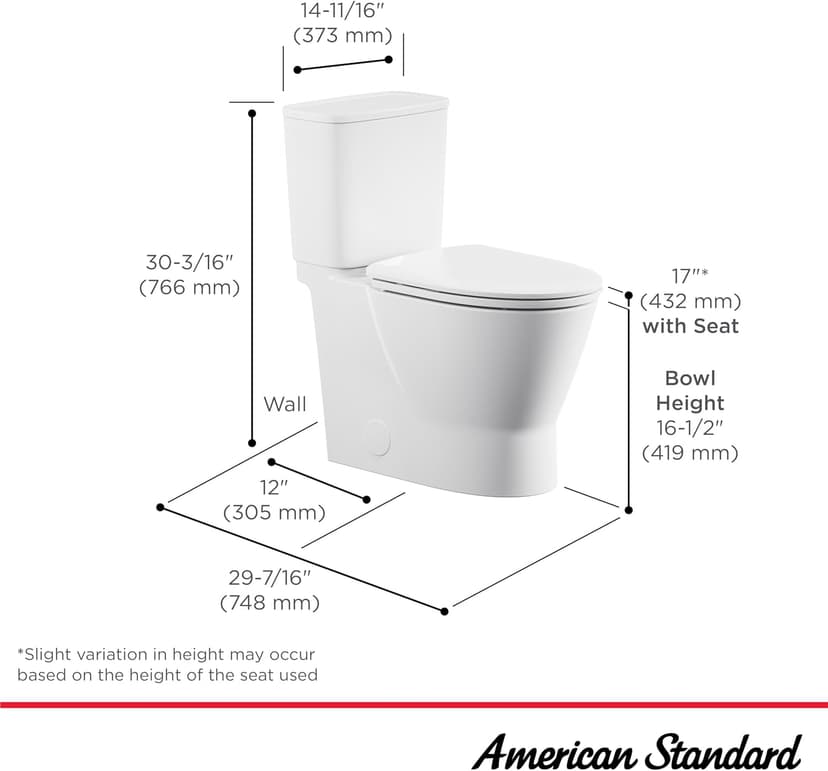 American Standard 252AA898.020 Cadet Aspirations Two-Piece Toilet with Slow-Close Seat, Elongated Front, Chair Height, Right Hand Flush, White, 1.28 gpf