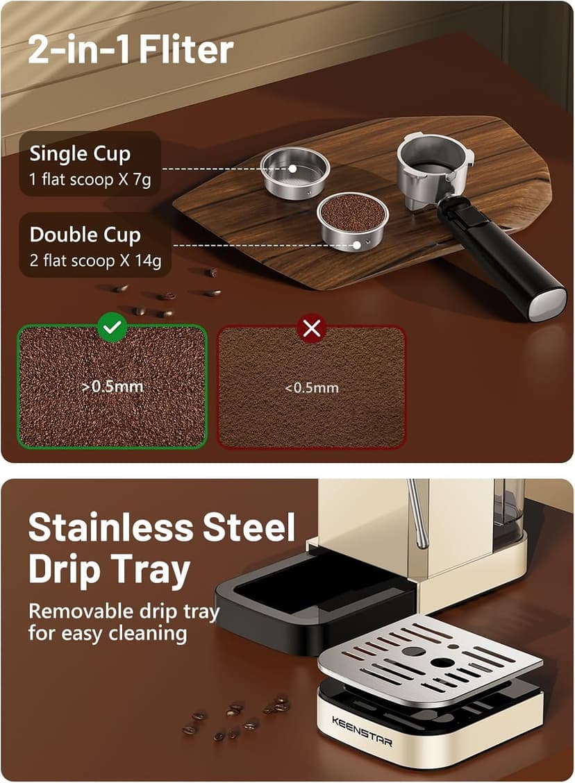 KEENSTAR 20Bar Espresso Machine with Rapid Cold Brew, Hot & Iced Coffee Machine, Espresso Maker with Milk Frother Steam Wand, Touch Screen with 40oz Water Tank for Latte, Cappuccino, Gift