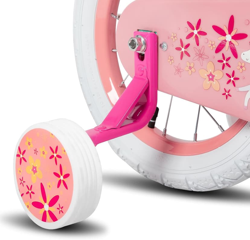 JOYSTAR Unicorn Kids Bike for Girls Ages 2-9 Years Old, 12 14 16 18 Inch Kids Bike with Training Wheels, Doll Seat, Streamers and Basket, Toddler Girls Bike, Multiple Colors
