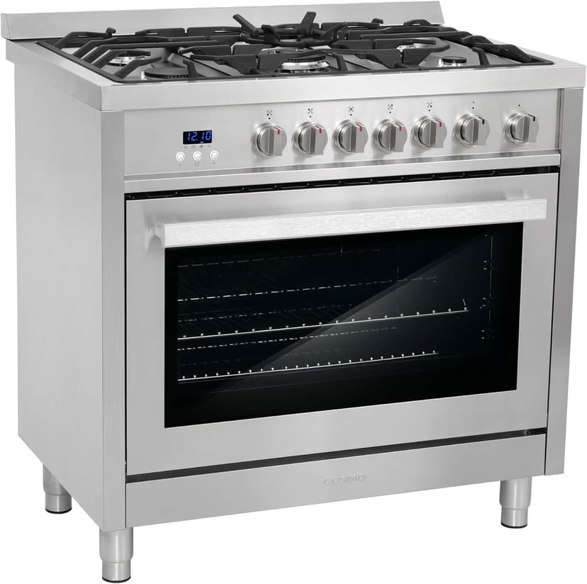 COSMO COS-965AGFC 36 in. Nebula Collection 3.8 cu. ft. Gas Range, 5 Burners, Rapid Convection Oven, Cast Iron Grates in Stainless Steel