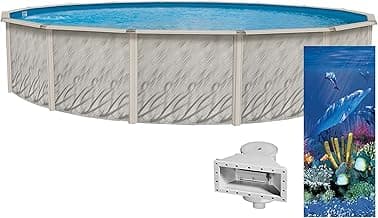 Lake Effect Pools 'Meadows Reprieve' 24' Round Above Ground Swimming Pool | 52" Inch Height | Resin Protected Steel Sided Walls | Includes a Antilles Dolphin Overlap Liner and Widemouth Skimmer