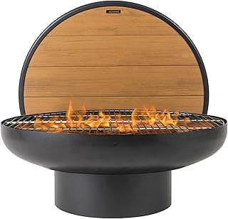 32 Inch Round Fire Pit Table with Fire Pit Grill, Extra Thick, Heavy Duty Fire Bowl, Deep Outdoor Firepit, Wood Burning Firepits for Outside Patio, Backyard Fire Pits, Large BBQ Pit