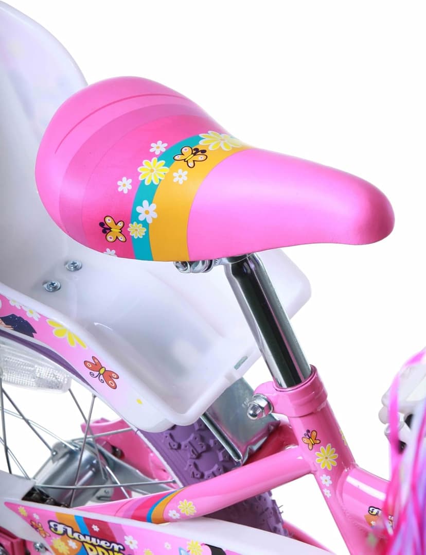 Titan Girls BMX Bike for Kids Ages 4-7, 16-Inch Wheels, 9-Inch Frame, Training Wheels, Toy Seat, Doll Basket, Streamers, First Bike, Princess Bicycle, Gift for Girls